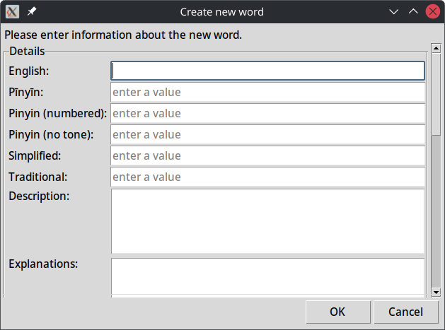 add word window in Xiaolong Dictionary