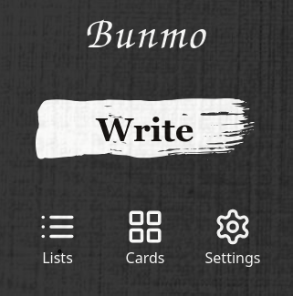 main menu of Bunmo app