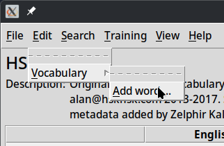 access of add word function via edit menu in Xiaolong Dictionary