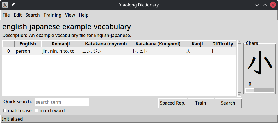 Xiaolong Dictionary for Japanese